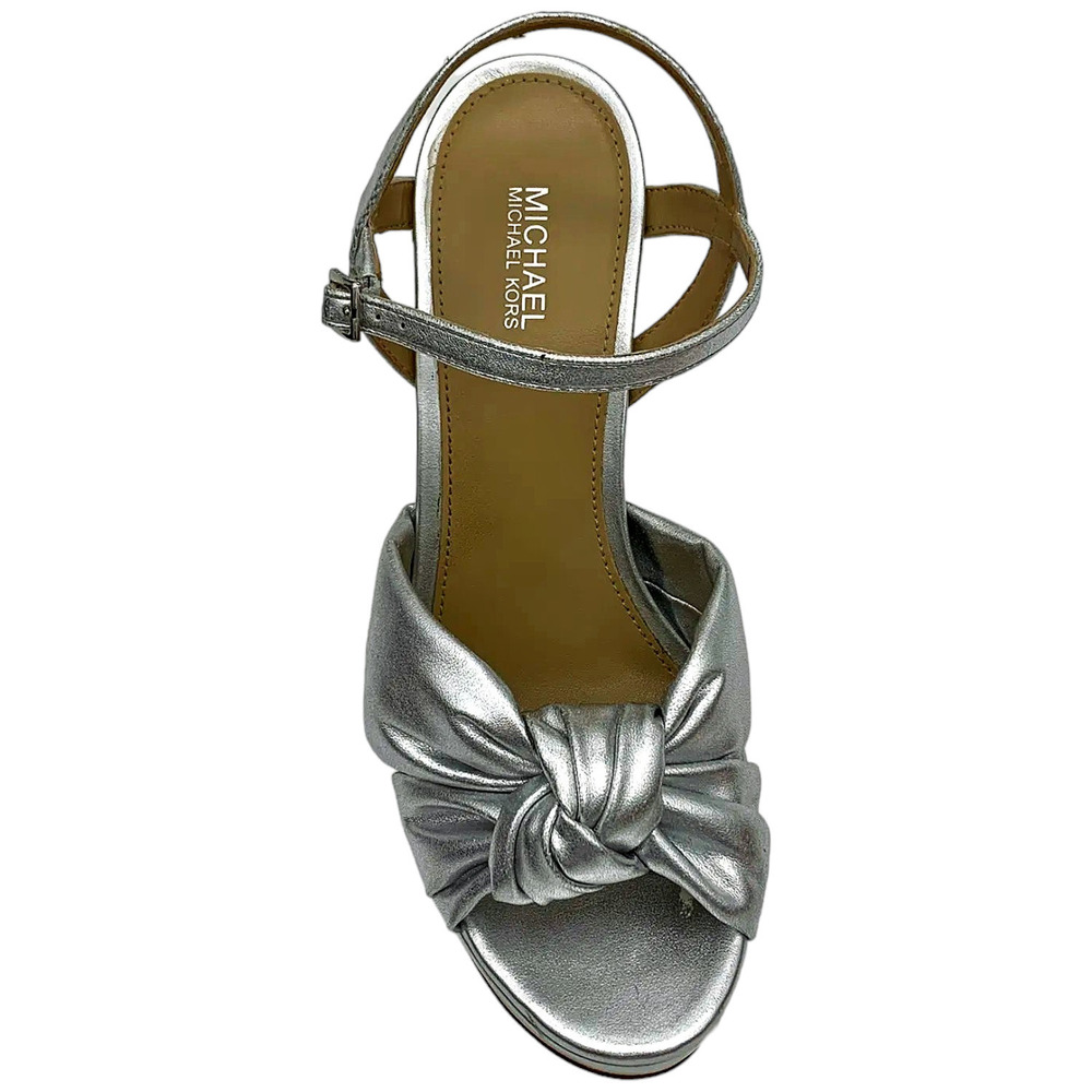 Michael Kors Women's Josie Elena Leather Platform Sandal Metallic - Medium - Picture 2 of 3